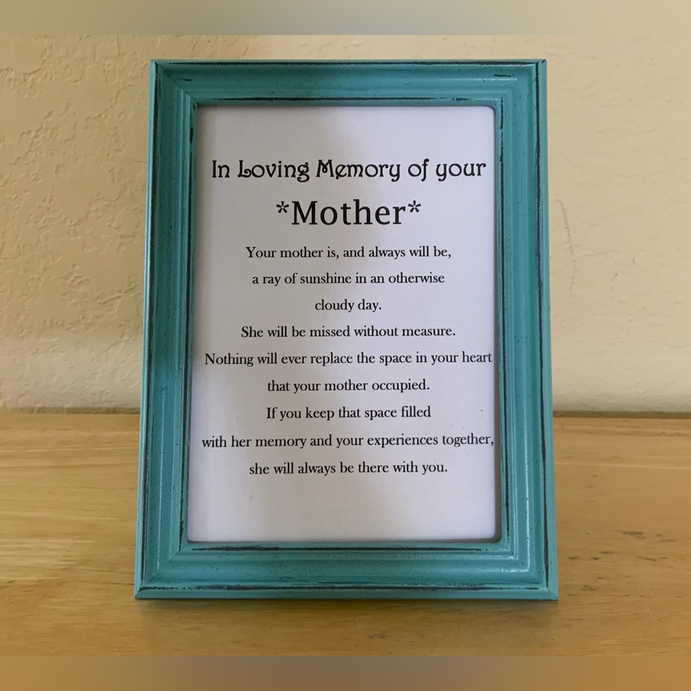 Farmhouse Mother loving memory picture 5x7 w/frame